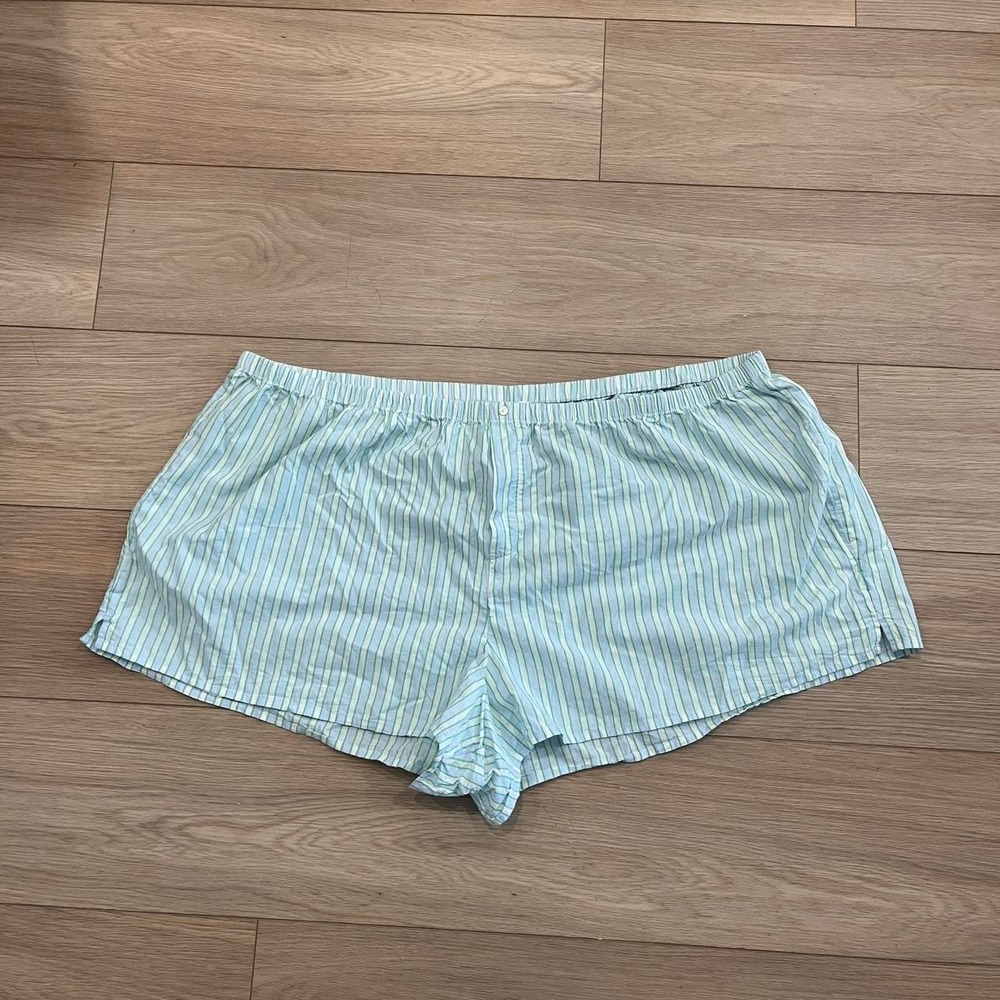 NWT Aerie Striped Boxer Shorts Women XXL Blue Green Stripe Loungewear Coastal